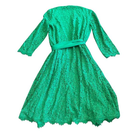 Diane Von Furstenberg DVF Julianna Lace Wrap Dress Green 3/4 Sleeve Size 10 - Picture 4 of 15